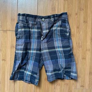 Kids Plaid Shorts - Blue and Gray